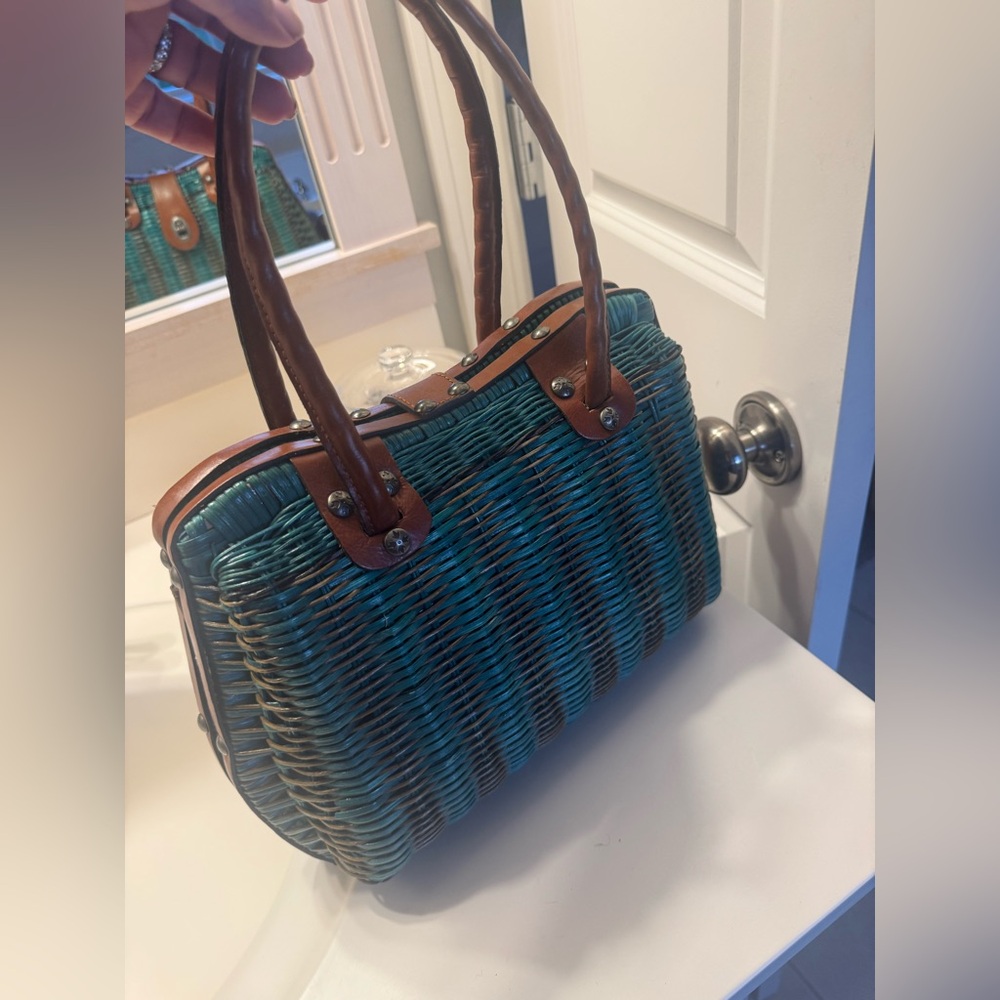 Patricia Nash Woven Teal and Brown Handbag - Women Bags